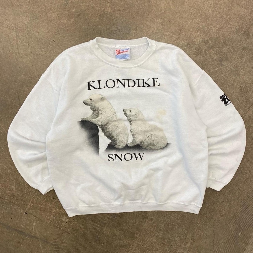 Vintage 90s Klondike Snow Polar Bears Seals Nature Animals Denver Zoo Crewneck L
